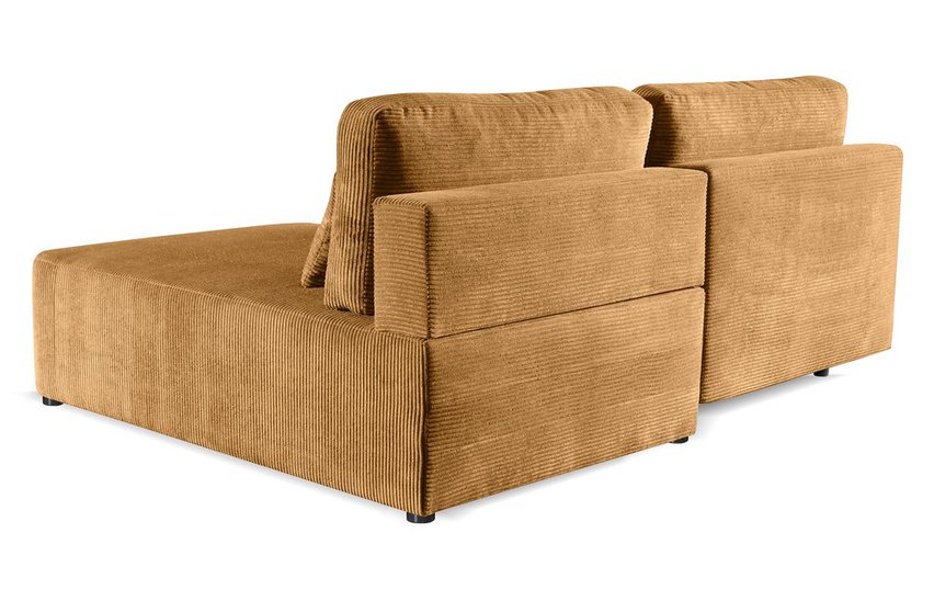 Moduliano L-shaped corner sofa with sleeping function with storage, universal, mustard corduroy