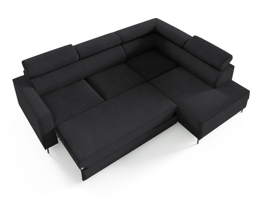 Corner sofa with sleeping function Vero L-shaped with Neve 100 container, braided, right-hand side