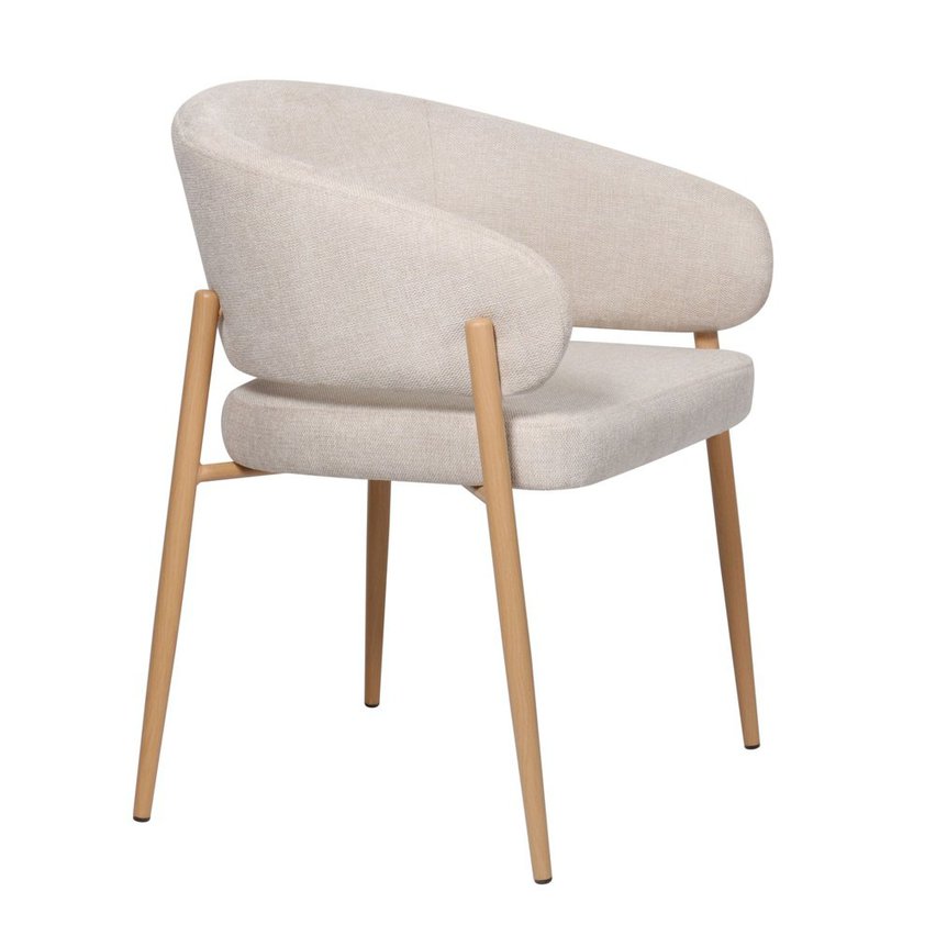 Resilly upholstered chair beige wickerwork/oak legs