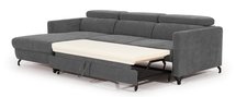 Monarda L-shaped corner sofa bed with storage and adjustable headrests, dark gray, easy-clean fabric, left-hand side