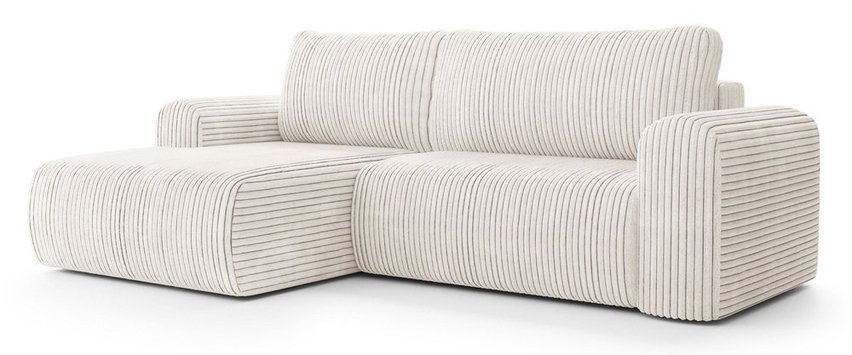 Corner sofa with sleeping function Lelu Tilia 01 L-shaped with a container, thick corduroy, left-hand side