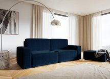 Copertino three-seater sofa bed, navy blue, hydrophobic velvet