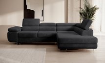 Stevil L-shaped corner sofa with sleeping function with Poso 135 container, right-hand corduroy