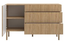 Nolie single-door chest of drawers with three drawers, 140 cm, Oiled Oak