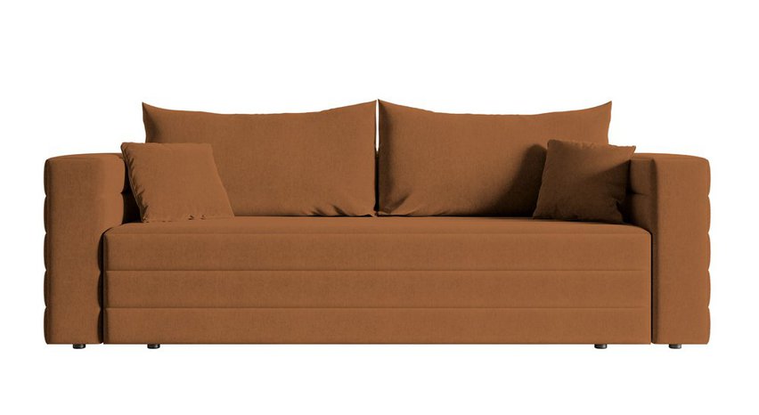 Three-seater sofa Lilla Amon 24 with a container in hydrophobic velor fabric, black legs