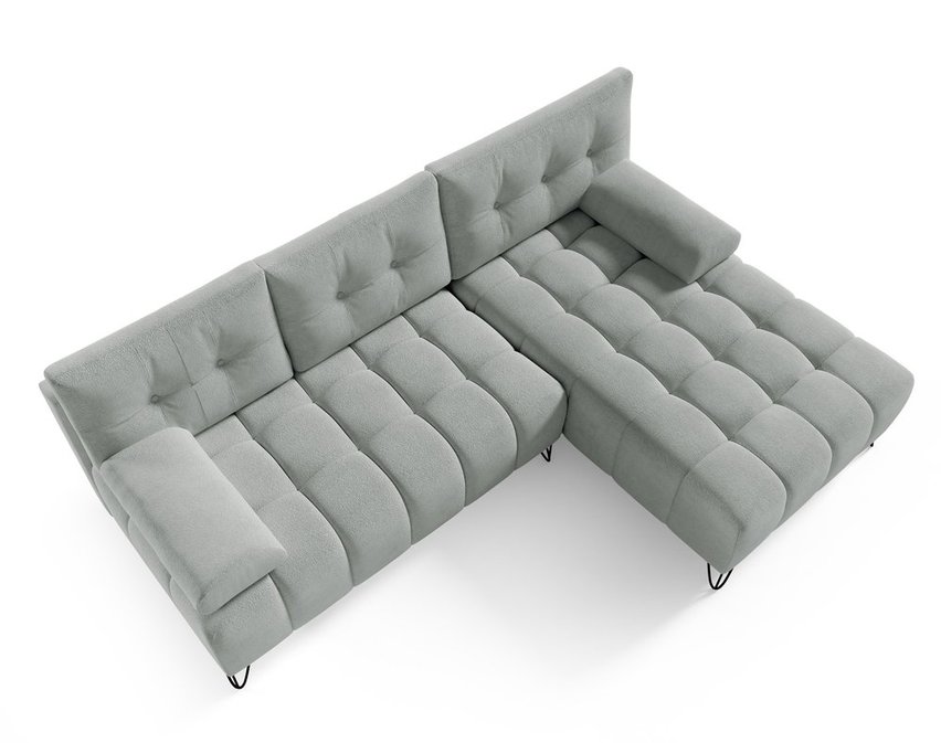 Bareli L-shaped corner sofa bed Amon 09 with a container, hydrophobic velvet, right-hand side