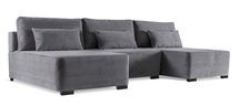 Moduliano U-shaped corner sofa with sleeping function with storage, universal, grey corduroy