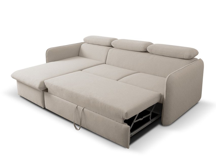 Corner sofa with sleeping function Paladia Castel 03 in hydrophobic fabric velour left side