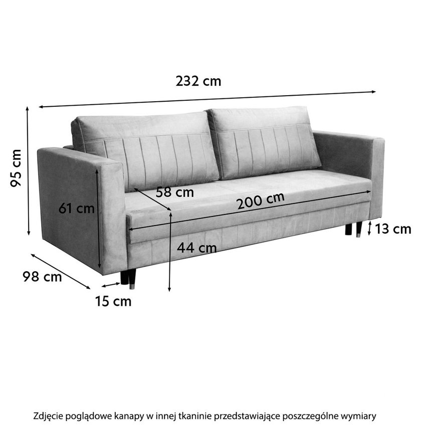 Mullino three-seater sofa bed with storage (Fabric: Trinity 01)