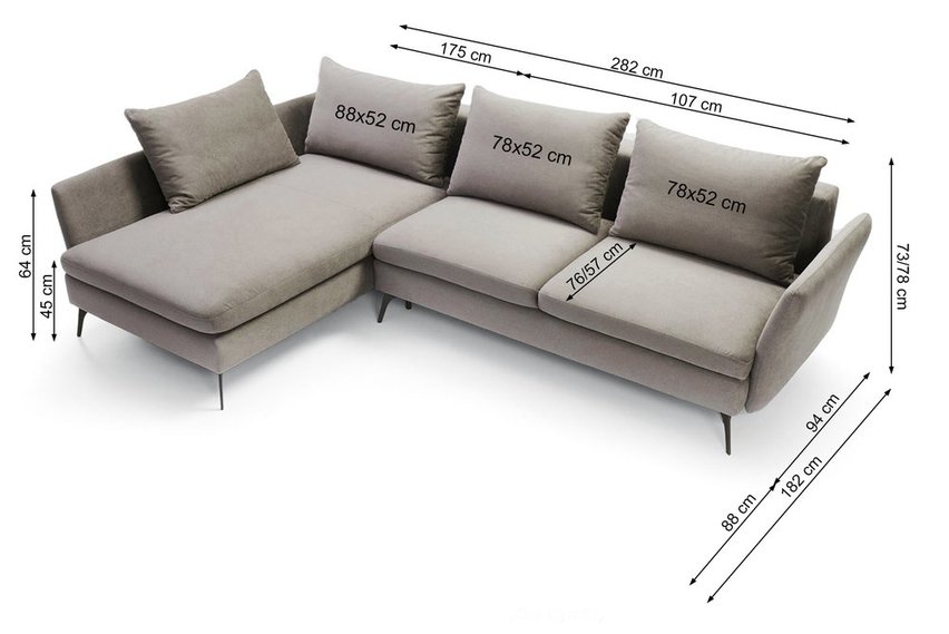 Demisbal corner sofa bed (Fabric: Milton New 14, Side: Right)