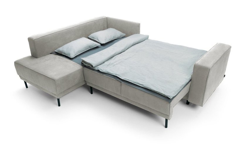 Rodario corner sofa bed with storage (Fabric: Castel 80, Side: Left)