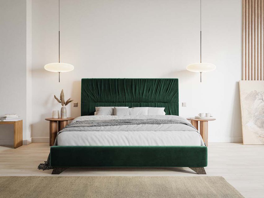 Llana upholstered bed 180x200 cm dark green velvet