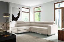 Corner sofa with sleeping function Vero L-shaped with container Neve 03 braided left-hand side