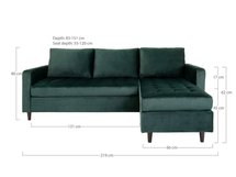 Vanizer Corner Sofa Dark Green Velvet with Black Legs