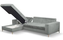 Buram L-shaped corner sofa bed with storage (Fabric: Velluto 15, Side: Left)