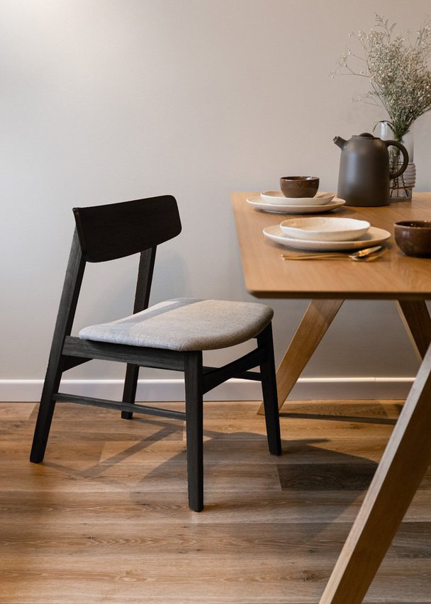 Paraves wooden chair, black oak/light gray