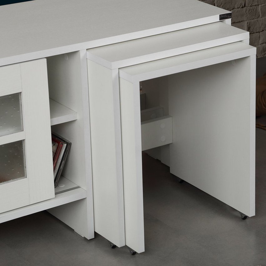 Hills TV cabinet 150 cm white with extendable tables