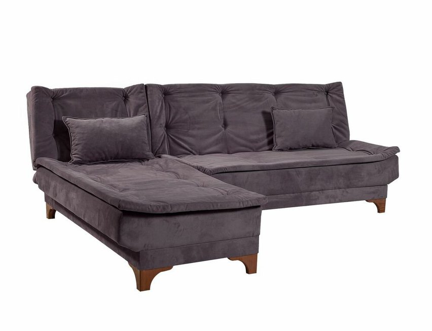 Corner sofa with sleeping function Shesse L-shaped anthracite velvet left-hand side