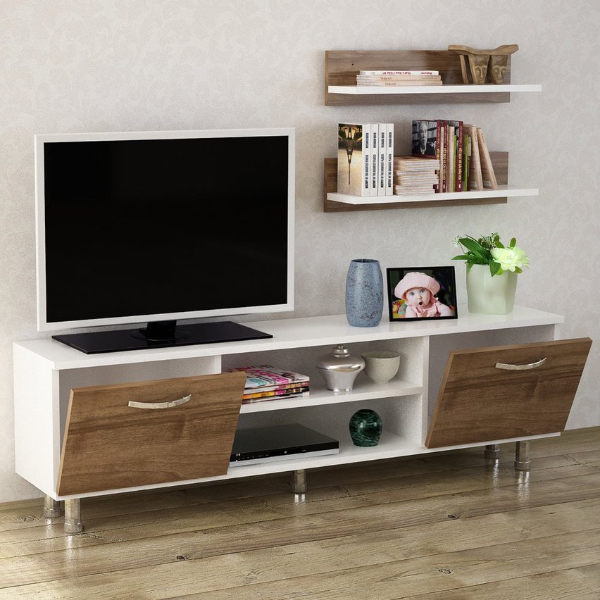 Olivea TV cabinet with two shelves