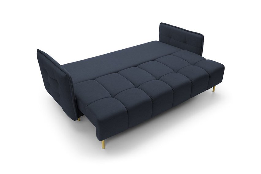 Portosello three-seater sofa bed with pocket spring and storage (Fabric: Castel 79, Legs: Gold)