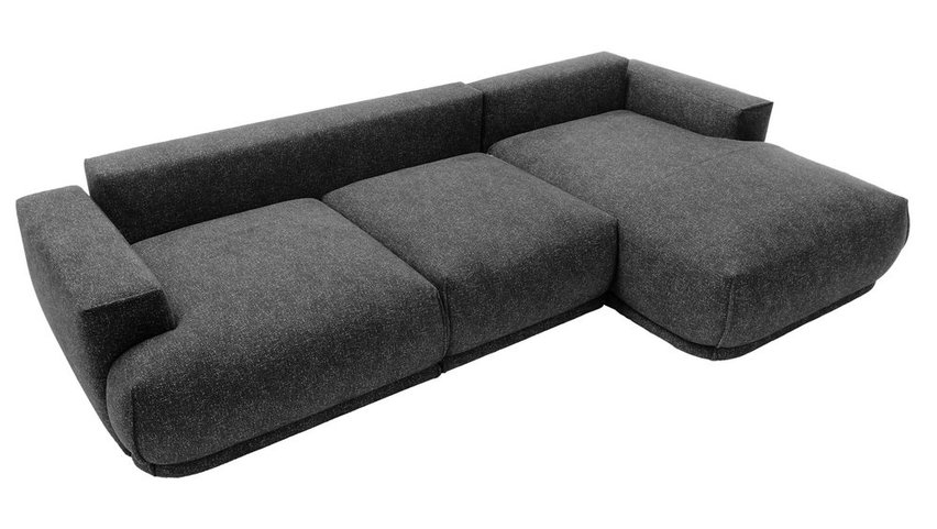 Divo L-shaped corner sofa with sleeping function with a container, graphite, hydrophobic braid, right-hand