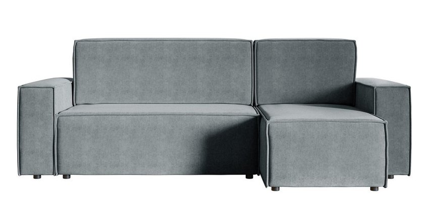 Copertino L-shaped corner sofa with sleeping function with storage, universal, grey, hydrophobic velvet