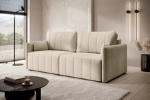 Pierre fold-out corner sofa with storage, cream, hydrophobic velvet