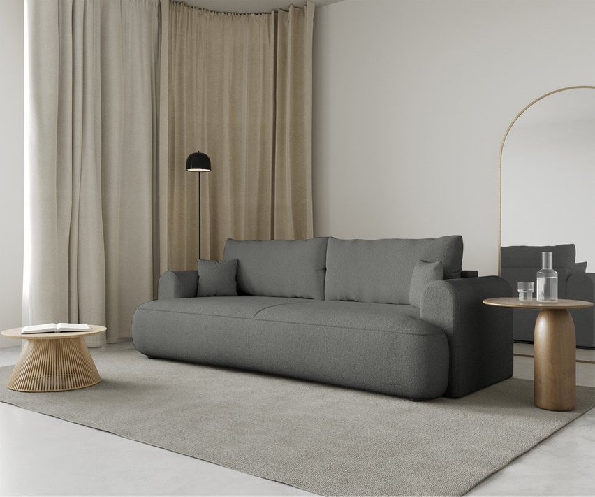 Ovo three-seater sofa bed with storage Sicuro 70 chenille