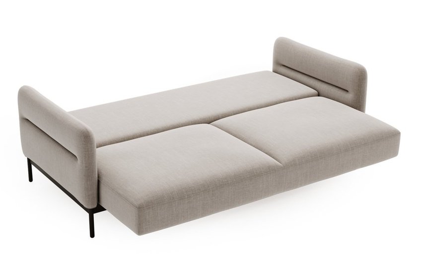 Solianero three-seater sofa bed, beige braid