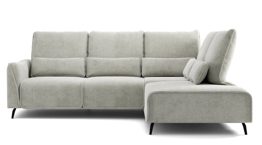 Rumbia L-shaped corner sofa with Storm 85 side, black legs, right-hand side