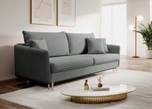 Volio three-seater sofa, hydrophobic velvet, gold legs