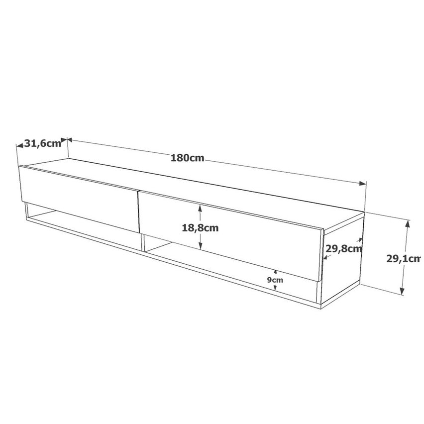 Reflo TV cabinet 31.6x180 cm anthracite/atlantic pine