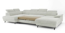 Corner sofa with sleeping function Lambo U-shaped Castel 80 with container, black legs, left-hand side