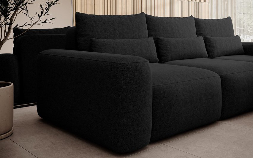 Corner sofa with sleeping function Carnos L-shaped with additional lumbar pillows Melody 15 chenille right-hand side