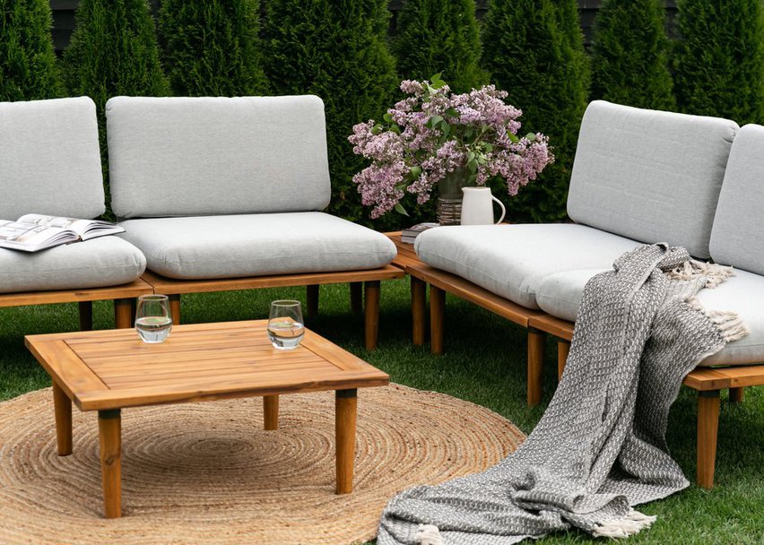 Campionna gray/acacia wood garden furniture set