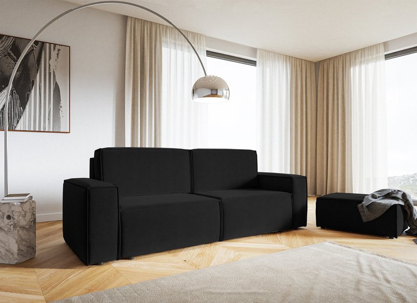 Copertino pouffe 65x90 cm, black, hydrophobic velvet