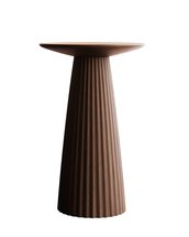Table haute ronde Cavats diamètre 40 cm piètement rainuré marron suar