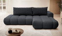 Ombo Storm 99 L-shaped corner sofa with sleeping function with a container in easy-to-clean braided fabric, right-hand side