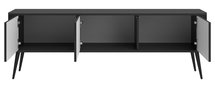 Ovarlo TV cabinet with grooves, three doors, 163 cm, black with black legs