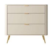 Oval chest of drawers with three drawers, 92 cm, Beige