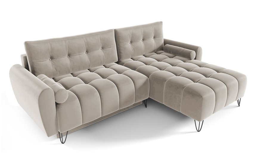 Corner sofa with sleeping function Minna L-shaped Amon 17 with container hydrophobic velvet universal