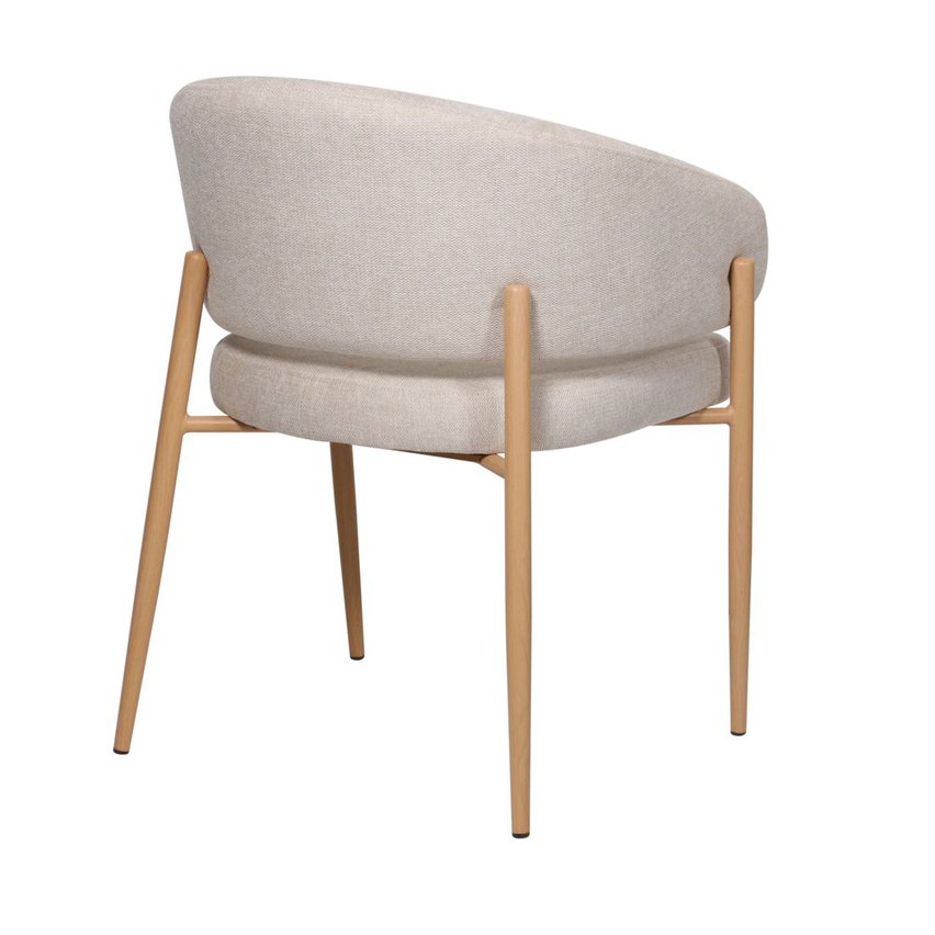 Resilly upholstered chair beige wickerwork/oak legs