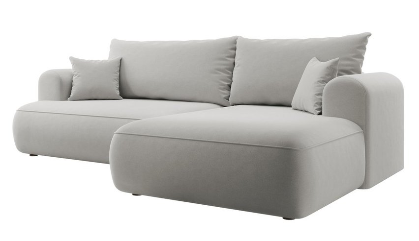 Ovo L-shaped corner sofa with sleeping function with a container in easy-to-clean fabric