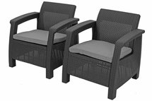 Corfu Keter four-seater garden set with a graphite table