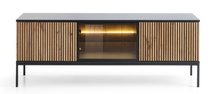 Tosena three-door TV cabinet with LED lighting 154 cm Black/Oak wotan RTV1541PKTLED