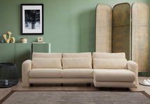 Bellines L-shaped corner sofa right side beige corduroy