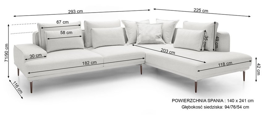 Mesito corner sofa bed (Fabric: Element 06, Side: Right)