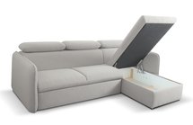 Corner sofa with sleeping function Paladia Castel 80 in hydrophobic velvet fabric, right-hand side