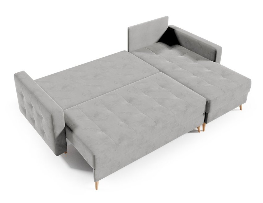 Corner sofa with sleeping function Halvad L-shaped Amon 09 with container hydrophobic velvet universal