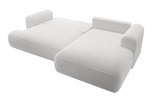 Ovo L-shaped corner sofa with sleeping function with a boucle container